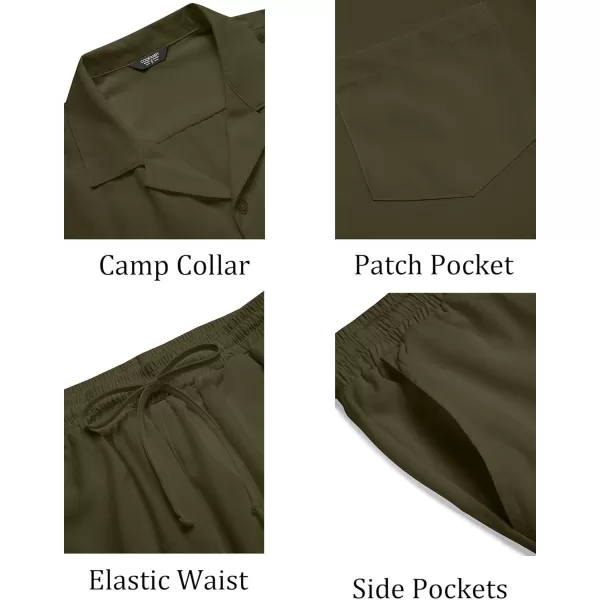 COOFANDY Men's 2 Pieces Shirt Set Short Sleeve Button Down Casual Hippie Holiday Beach T-Shirts Shorts Outfits