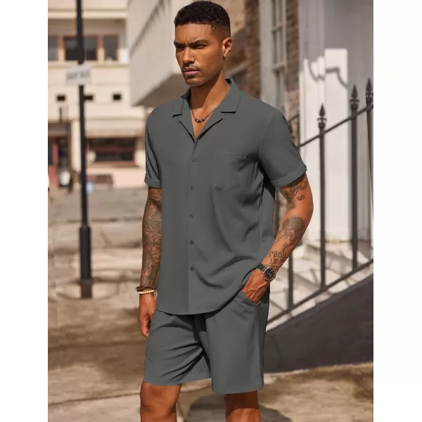 COOFANDY Men's 2 Pieces Shirt Set Short Sleeve Button Down Casual Hippie Holiday Beach T-Shirts Shorts Outfits