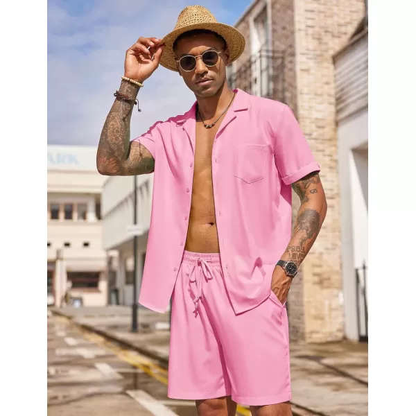 COOFANDY Men's 2 Pieces Shirt Set Short Sleeve Button Down Casual Hippie Holiday Beach T-Shirts Shorts Outfits