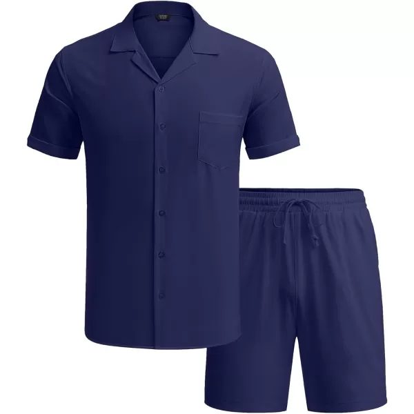 COOFANDY Men's 2 Pieces Shirt Set Short Sleeve Button Down Casual Hippie Holiday Beach T-Shirts Shorts Outfits