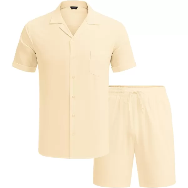 COOFANDY Men's 2 Pieces Shirt Set Short Sleeve Button Down Casual Hippie Holiday Beach T-Shirts Shorts Outfits