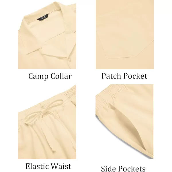 COOFANDY Men's 2 Pieces Shirt Set Short Sleeve Button Down Casual Hippie Holiday Beach T-Shirts Shorts Outfits