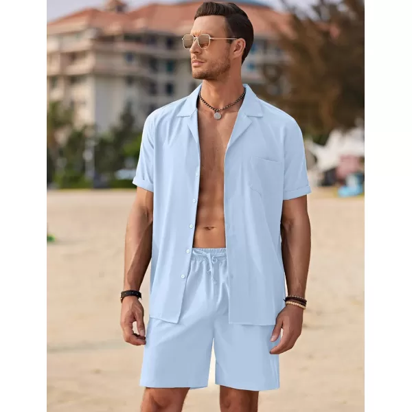 COOFANDY Men's 2 Pieces Shirt Set Short Sleeve Button Down Casual Hippie Holiday Beach T-Shirts Shorts Outfits