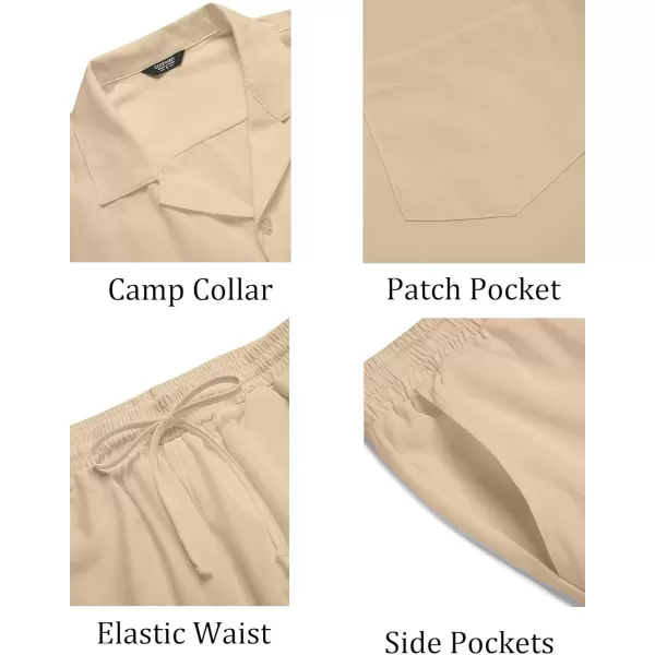 COOFANDY Men's 2 Pieces Shirt Set Short Sleeve Button Down Casual Hippie Holiday Beach T-Shirts Shorts Outfits