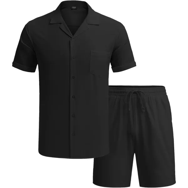 COOFANDY Men's 2 Pieces Shirt Set Short Sleeve Button Down Casual Hippie Holiday Beach T-Shirts Shorts Outfits