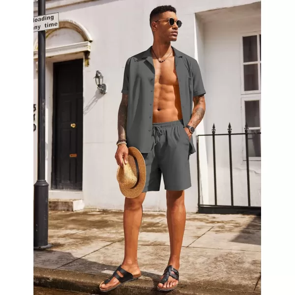 COOFANDY Men's 2 Pieces Shirt Set Short Sleeve Button Down Casual Hippie Holiday Beach T-Shirts Shorts Outfits