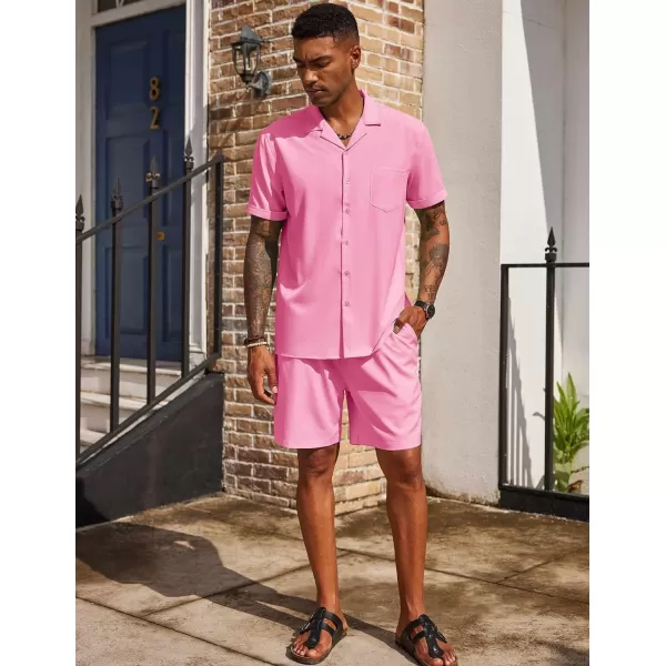 COOFANDY Men's 2 Pieces Shirt Set Short Sleeve Button Down Casual Hippie Holiday Beach T-Shirts Shorts Outfits