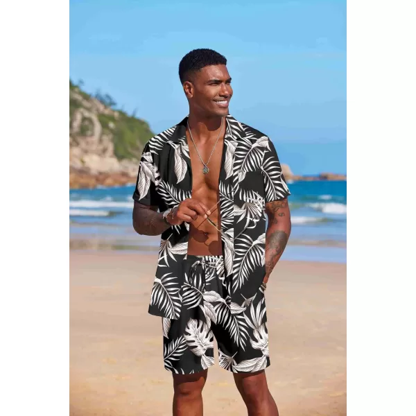COOFANDY Men's 2 Pieces Shirt Set Short Sleeve Button Down Casual Hippie Holiday Beach T-Shirts Shorts Outfits