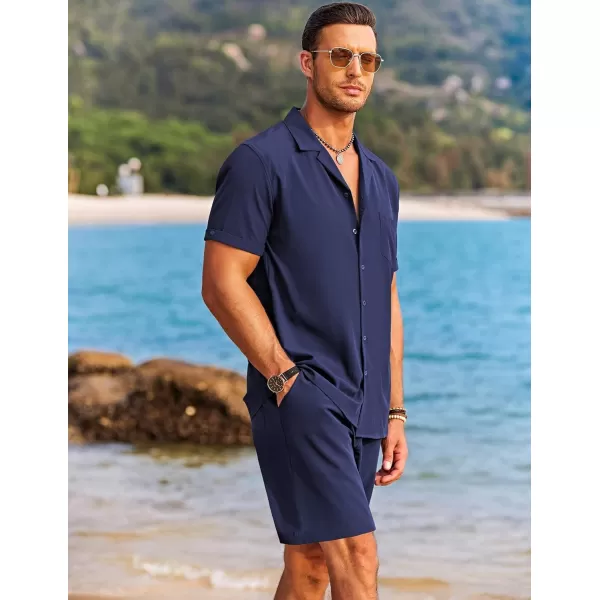 COOFANDY Men's 2 Pieces Shirt Set Short Sleeve Button Down Casual Hippie Holiday Beach T-Shirts Shorts Outfits