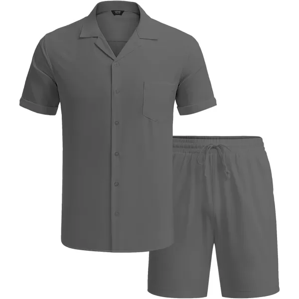 COOFANDY Men's 2 Pieces Shirt Set Short Sleeve Button Down Casual Hippie Holiday Beach T-Shirts Shorts Outfits