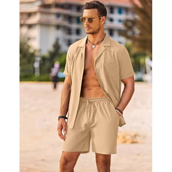 COOFANDY Men's 2 Pieces Shirt Set Short Sleeve Button Down Casual Hippie Holiday Beach T-Shirts Shorts Outfits