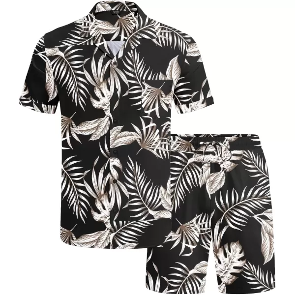 COOFANDY Men's 2 Pieces Shirt Set Short Sleeve Button Down Casual Hippie Holiday Beach T-Shirts Shorts Outfits
