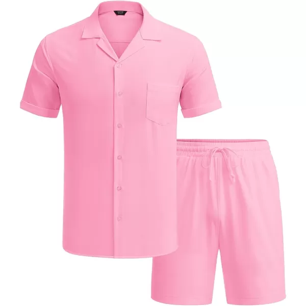 COOFANDY Men's 2 Pieces Shirt Set Short Sleeve Button Down Casual Hippie Holiday Beach T-Shirts Shorts Outfits