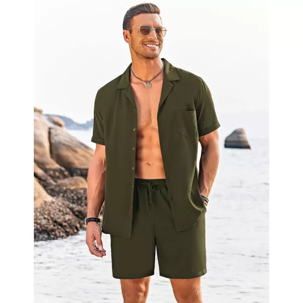 COOFANDY Men's 2 Pieces Shirt Set Short Sleeve Button Down Casual Hippie Holiday Beach T-Shirts Shorts Outfits