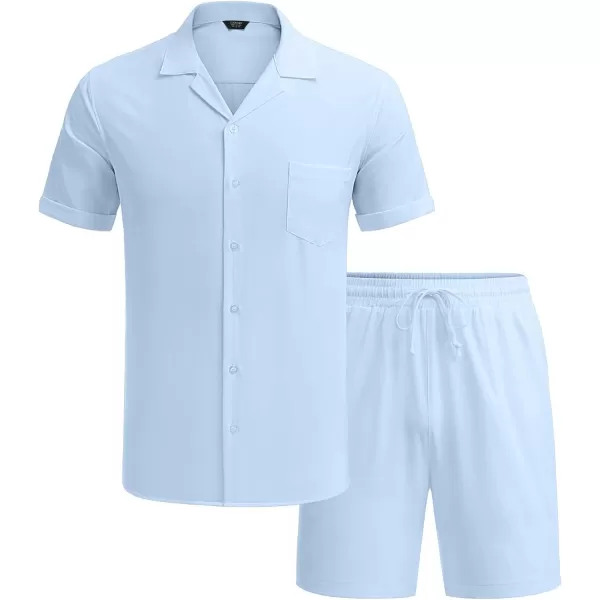 COOFANDY Men's 2 Pieces Shirt Set Short Sleeve Button Down Casual Hippie Holiday Beach T-Shirts Shorts Outfits