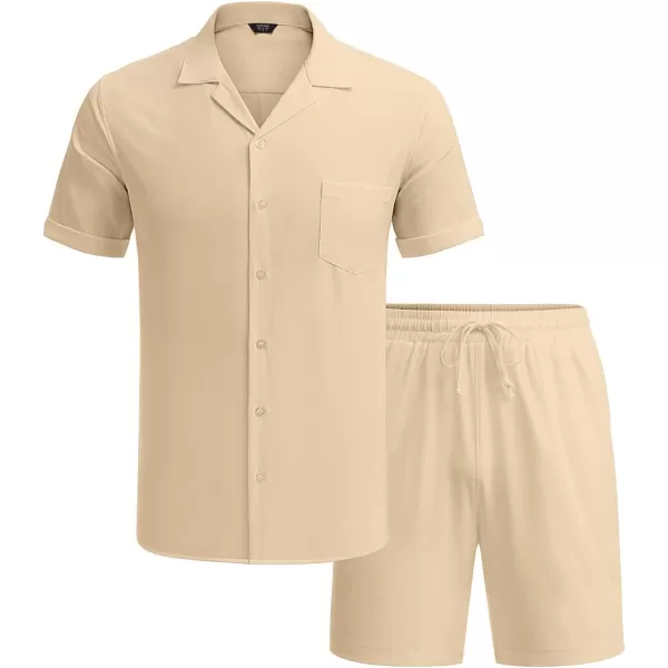 COOFANDY Men's 2 Pieces Shirt Set Short Sleeve Button Down Casual Hippie Holiday Beach T-Shirts Shorts Outfits
