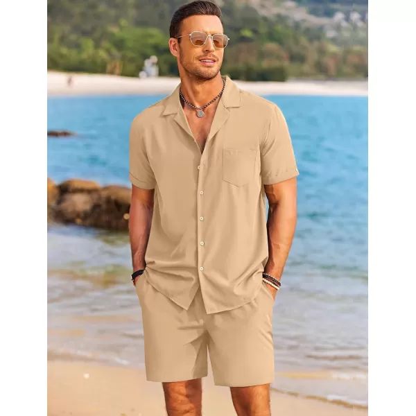COOFANDY Men's 2 Pieces Shirt Set Short Sleeve Button Down Casual Hippie Holiday Beach T-Shirts Shorts Outfits