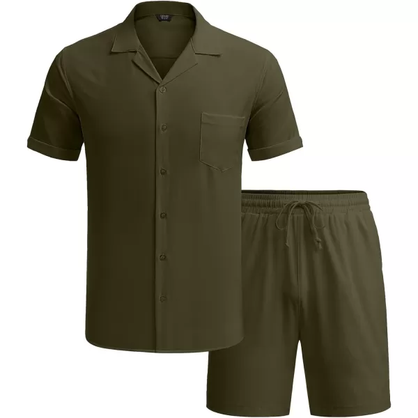 COOFANDY Men's 2 Pieces Shirt Set Short Sleeve Button Down Casual Hippie Holiday Beach T-Shirts Shorts Outfits