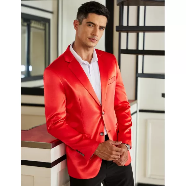 COOFANDY Men's Blazer Two Button Shiny Satin Suit Jacket Silky Tuxedo Jackets for Wedding Prom Party Dinner