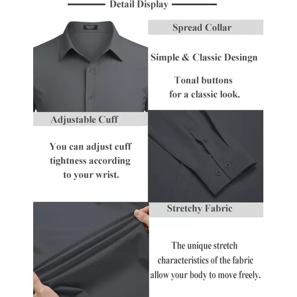 COOFANDY Men's Business Dress Shirts Wrinkle Free Long Sleeve Regular Fit Dress Shirt Textured Casual Button Down Shirts