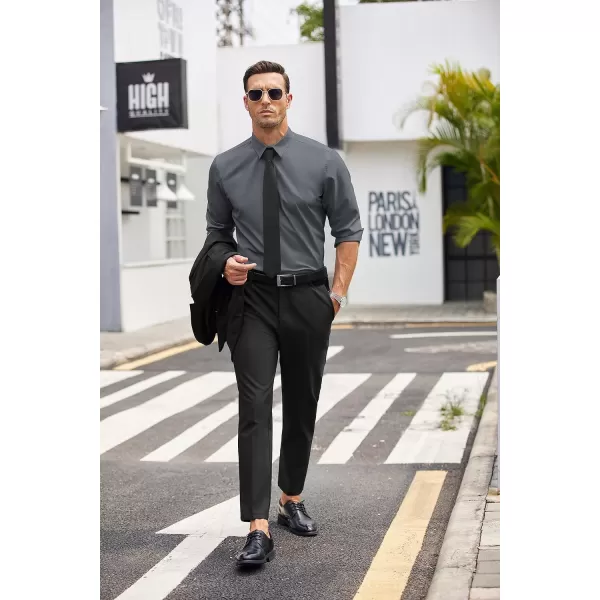 COOFANDY Men's Business Dress Shirts Wrinkle Free Long Sleeve Regular Fit Dress Shirt Textured Casual Button Down Shirts