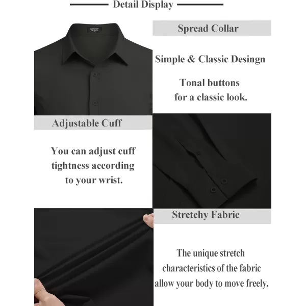 COOFANDY Men's Business Dress Shirts Wrinkle Free Long Sleeve Regular Fit Dress Shirt Textured Casual Button Down Shirts