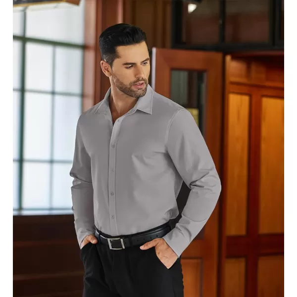 COOFANDY Men's Business Dress Shirts Wrinkle Free Long Sleeve Regular Fit Dress Shirt Textured Casual Button Down Shirts