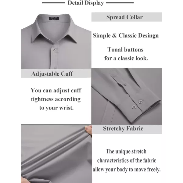 COOFANDY Men's Business Dress Shirts Wrinkle Free Long Sleeve Regular Fit Dress Shirt Textured Casual Button Down Shirts