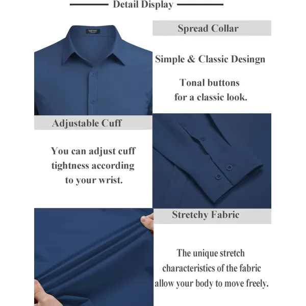 COOFANDY Men's Business Dress Shirts Wrinkle Free Long Sleeve Regular Fit Dress Shirt Textured Casual Button Down Shirts