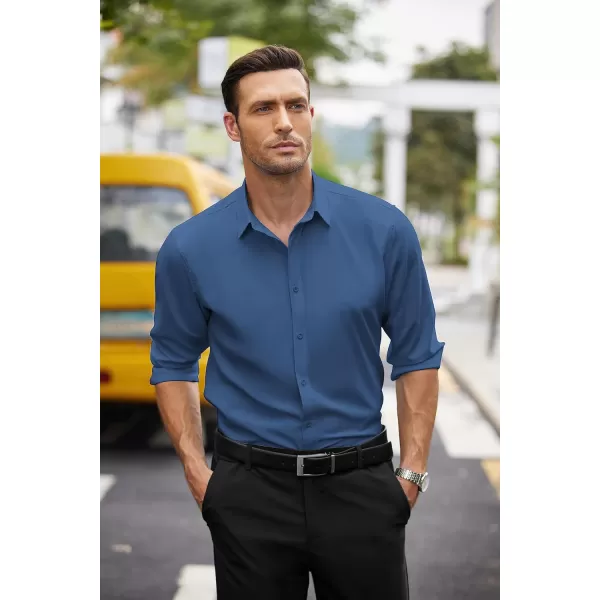 COOFANDY Men's Business Dress Shirts Wrinkle Free Long Sleeve Regular Fit Dress Shirt Textured Casual Button Down Shirts
