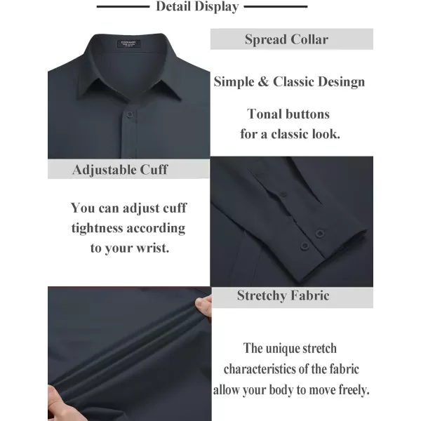 COOFANDY Men's Business Dress Shirts Wrinkle Free Long Sleeve Regular Fit Dress Shirt Textured Casual Button Down Shirts