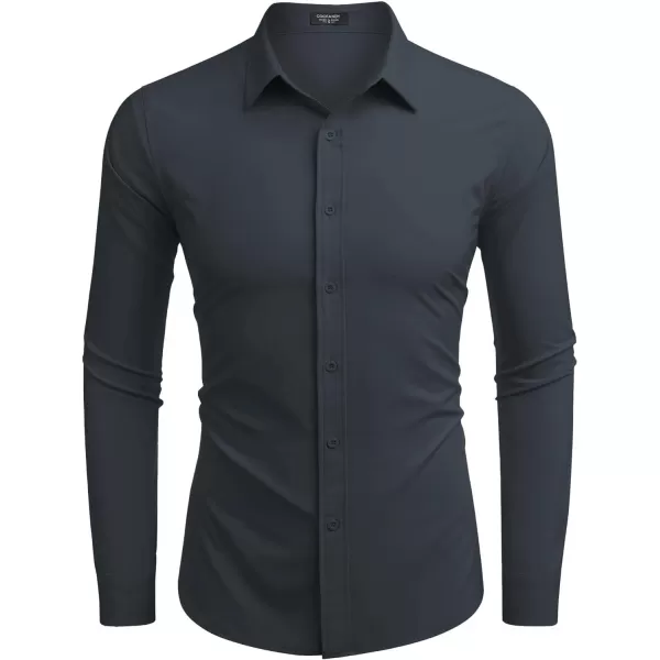 COOFANDY Men's Business Dress Shirts Wrinkle Free Long Sleeve Regular Fit Dress Shirt Textured Casual Button Down Shirts