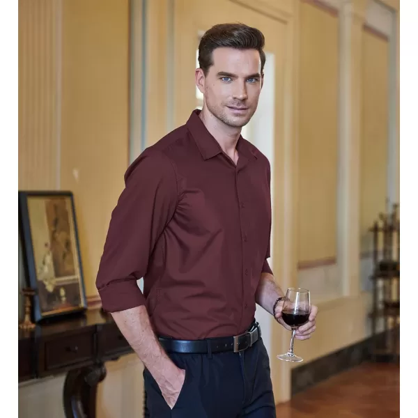 COOFANDY Men's Business Dress Shirts Wrinkle Free Long Sleeve Regular Fit Dress Shirt Textured Casual Button Down Shirts