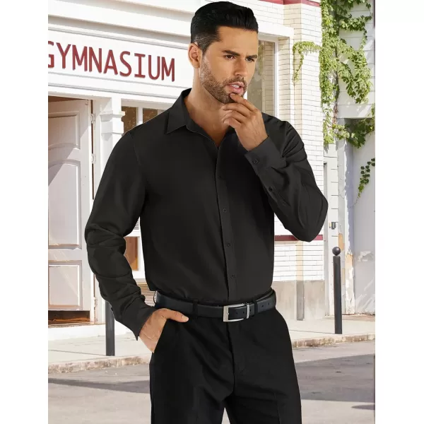 COOFANDY Men's Business Dress Shirts Wrinkle Free Long Sleeve Regular Fit Dress Shirt Textured Casual Button Down Shirts