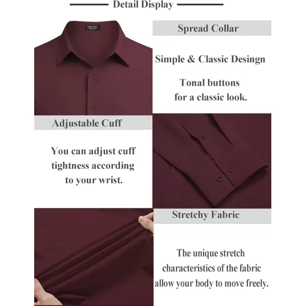 COOFANDY Men's Business Dress Shirts Wrinkle Free Long Sleeve Regular Fit Dress Shirt Textured Casual Button Down Shirts