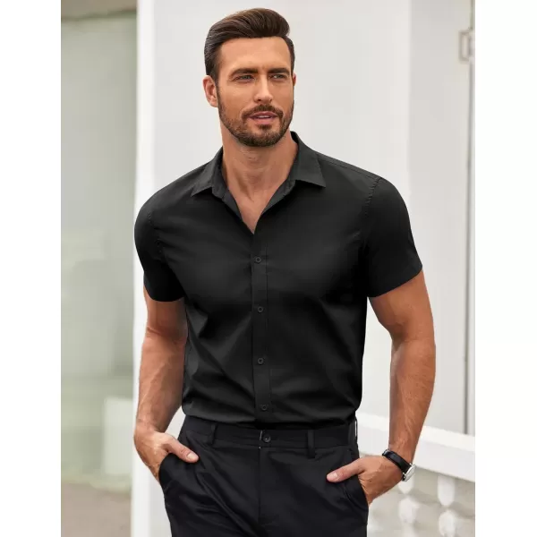 COOFANDY Men's Button Down Shirt Short Sleeve Casual Shirt for Men Summer Business Casual Dress Shirt