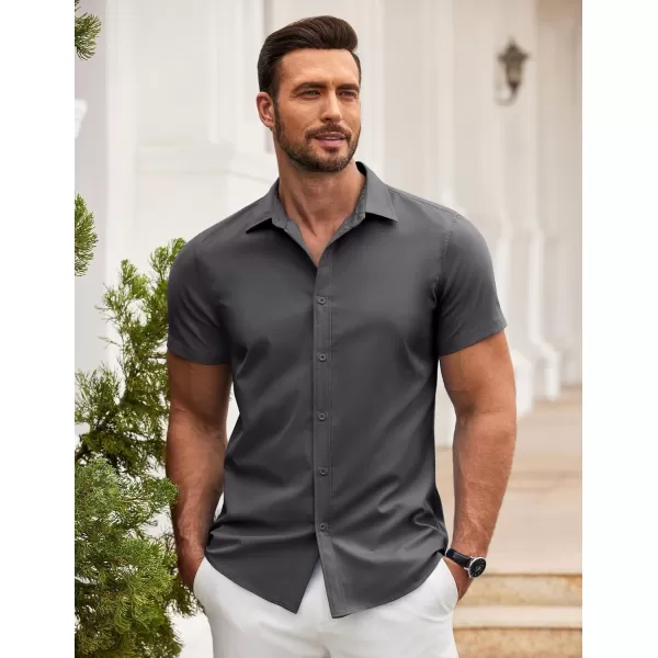 COOFANDY Men's Button Down Shirt Short Sleeve Casual Shirt for Men Summer Business Casual Dress Shirt