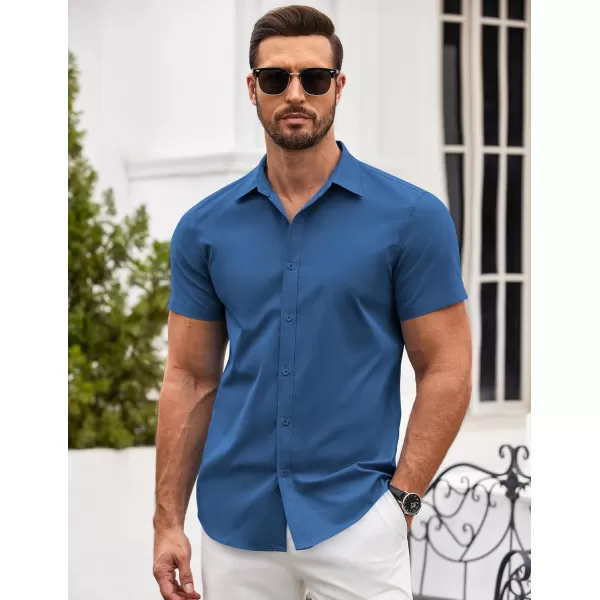 COOFANDY Men's Button Down Shirt Short Sleeve Casual Shirt for Men Summer Business Casual Dress Shirt