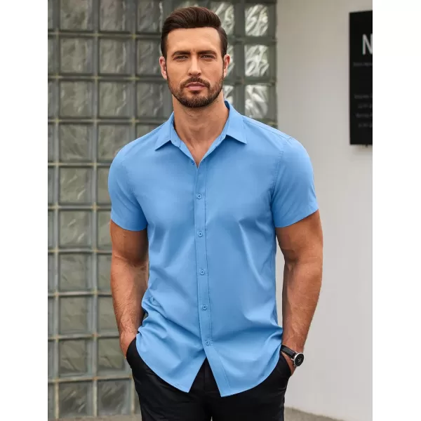 COOFANDY Men's Button Down Shirt Short Sleeve Casual Shirt for Men Summer Business Casual Dress Shirt