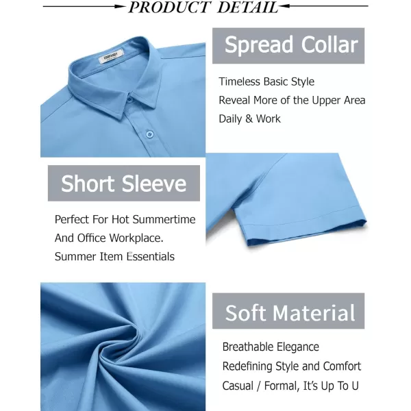 COOFANDY Men's Button Down Shirt Short Sleeve Casual Shirt for Men Summer Business Casual Dress Shirt