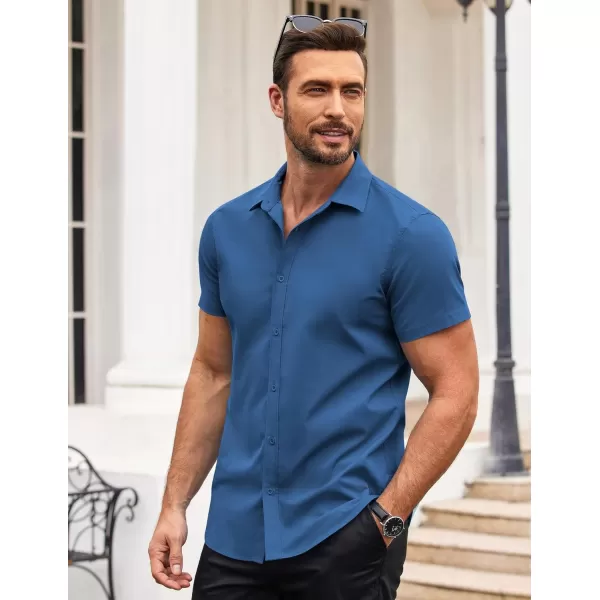COOFANDY Men's Button Down Shirt Short Sleeve Casual Shirt for Men Summer Business Casual Dress Shirt