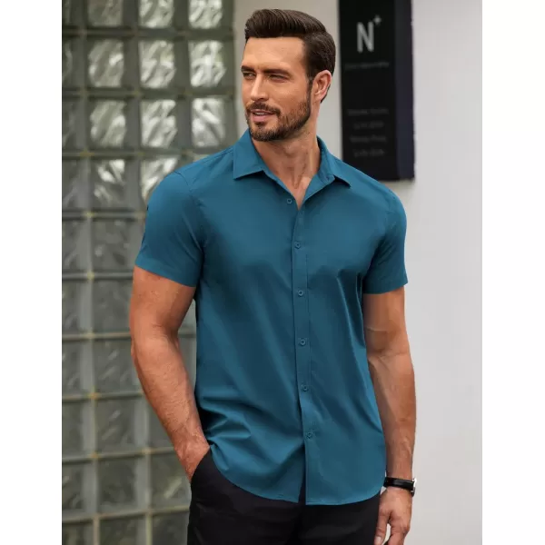 COOFANDY Men's Button Down Shirt Short Sleeve Casual Shirt for Men Summer Business Casual Dress Shirt