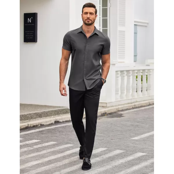 COOFANDY Men's Button Down Shirt Short Sleeve Casual Shirt for Men Summer Business Casual Dress Shirt