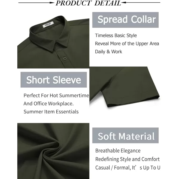 COOFANDY Men's Button Down Shirt Short Sleeve Casual Shirt for Men Summer Business Casual Dress Shirt