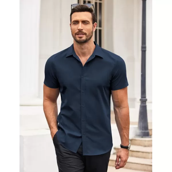 COOFANDY Men's Button Down Shirt Short Sleeve Casual Shirt for Men Summer Business Casual Dress Shirt