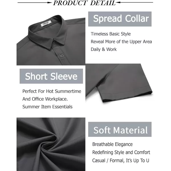 COOFANDY Men's Button Down Shirt Short Sleeve Casual Shirt for Men Summer Business Casual Dress Shirt