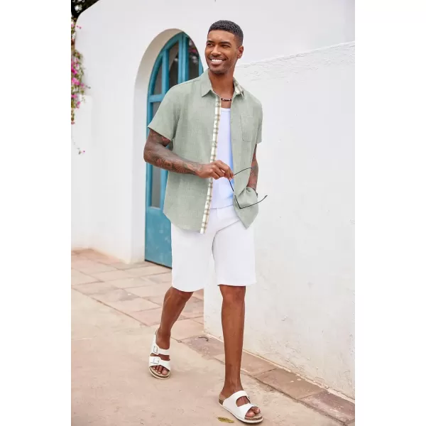 COOFANDY Men's Button Down Shirts Short Sleeve Casual Shirts Summer Beach Shirts Vacation Wedding Shirts with Pocket