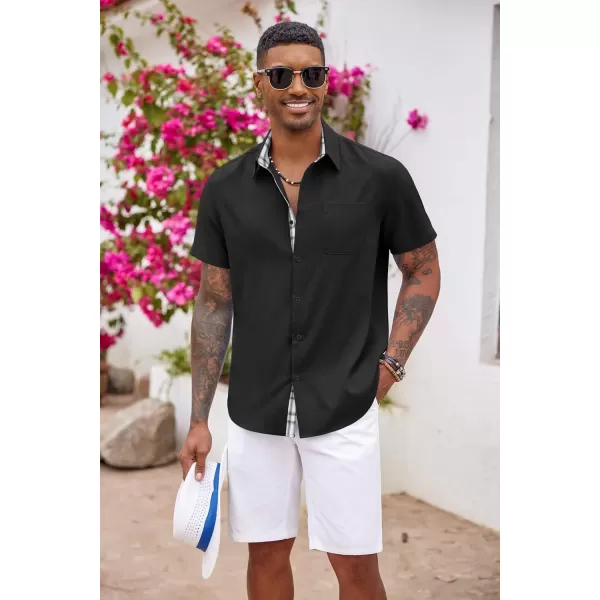 COOFANDY Men's Button Down Shirts Short Sleeve Casual Shirts Summer Beach Shirts Vacation Wedding Shirts with Pocket