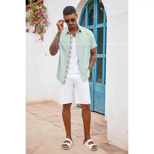 COOFANDY Men's Button Down Shirts Short Sleeve Casual Shirts Summer Beach Shirts Vacation Wedding Shirts with Pocket