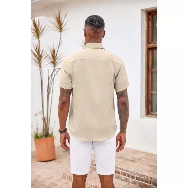 COOFANDY Men's Button Down Shirts Short Sleeve Casual Shirts Summer Beach Shirts Vacation Wedding Shirts with Pocket